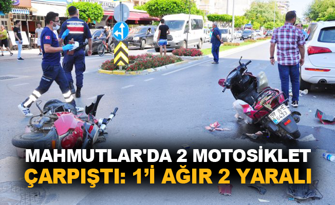 Mahmutlar'da 2 motosiklet çarpıştı: 1'i ağır 2 yaralı