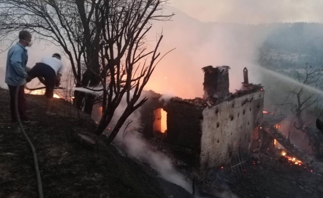 Köyde çıkan yangın 4 evi kül etti