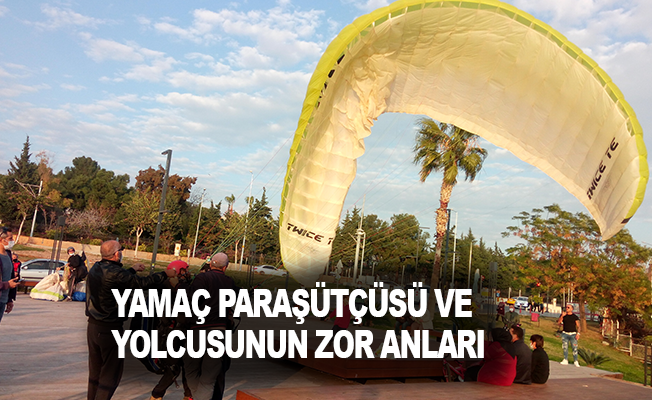 Antalya’da yamaç paraşütçüsü ve yolcusunun zor anları