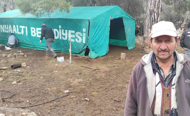 Antalya’da ağılı çöken vatandaşa belediyeden çadır desteği