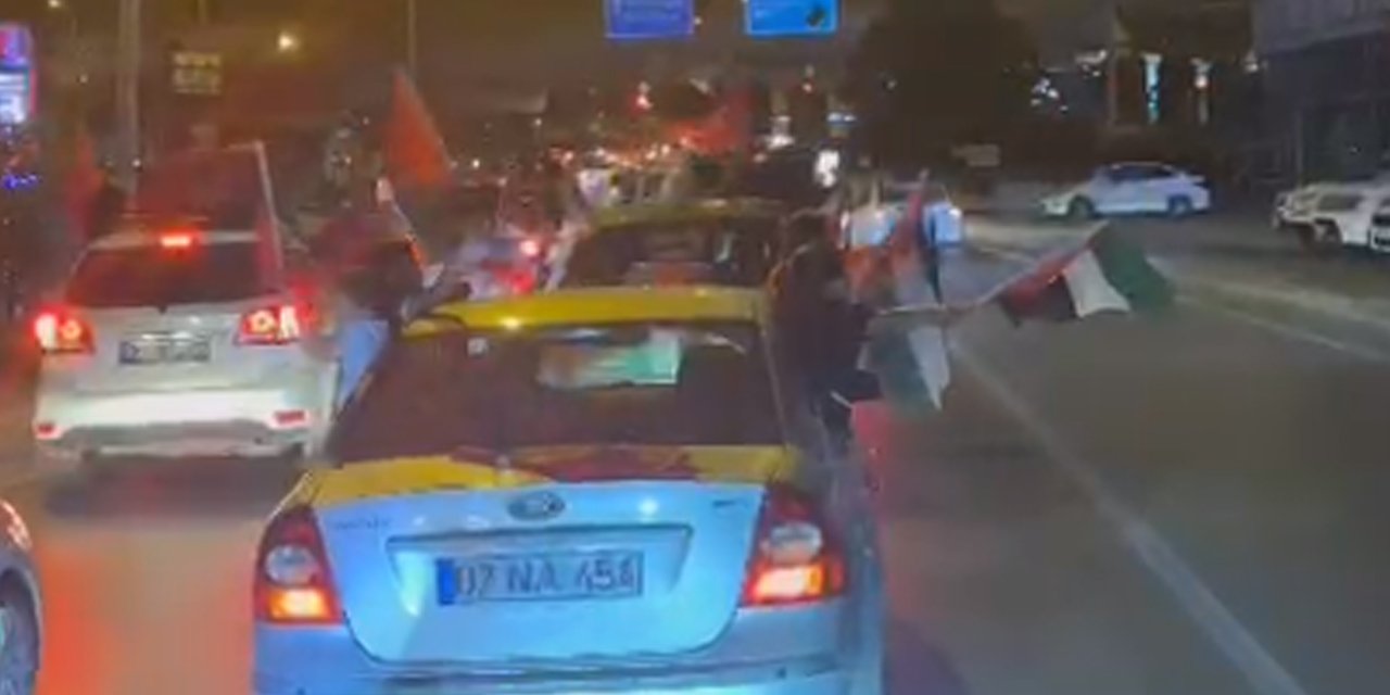 Alanya'da Filistin'e destek konvoyu! İsrail'i protesto eden vatandaşlar yollarda