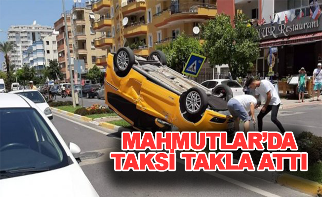 Alanya'da Mahmutlar'da Ticari Taksi Takla Attı